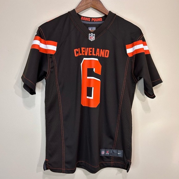 Nike‎ NFL Youth Shirt L (14/16) On Field Mayfield #6 Browns Jersey Dawg Pound - Picture 1 of 12